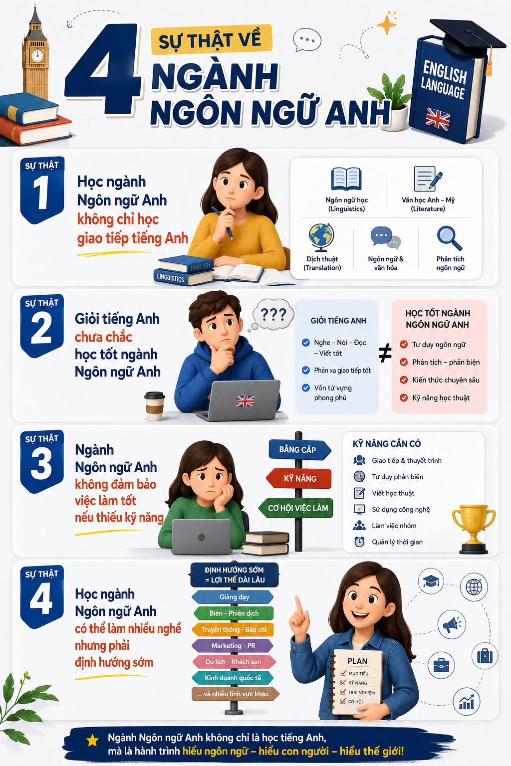 Tổng quan về sự thật ngành Ngôn ngữ Anh không phải ai cũng nói cho bạn biết