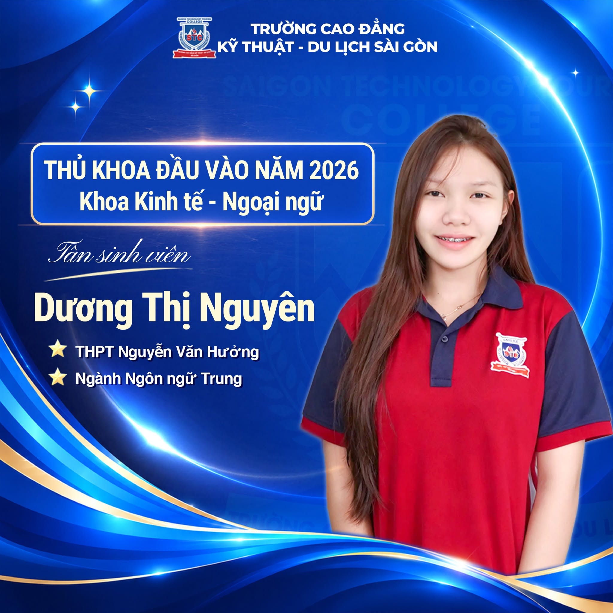 Dương Thị Nguyên: Cựu học sinh Trường THPT Nguyễn Văn Hưởng, thủ khoa đầu vào ngành Ngôn ngữ Trung
