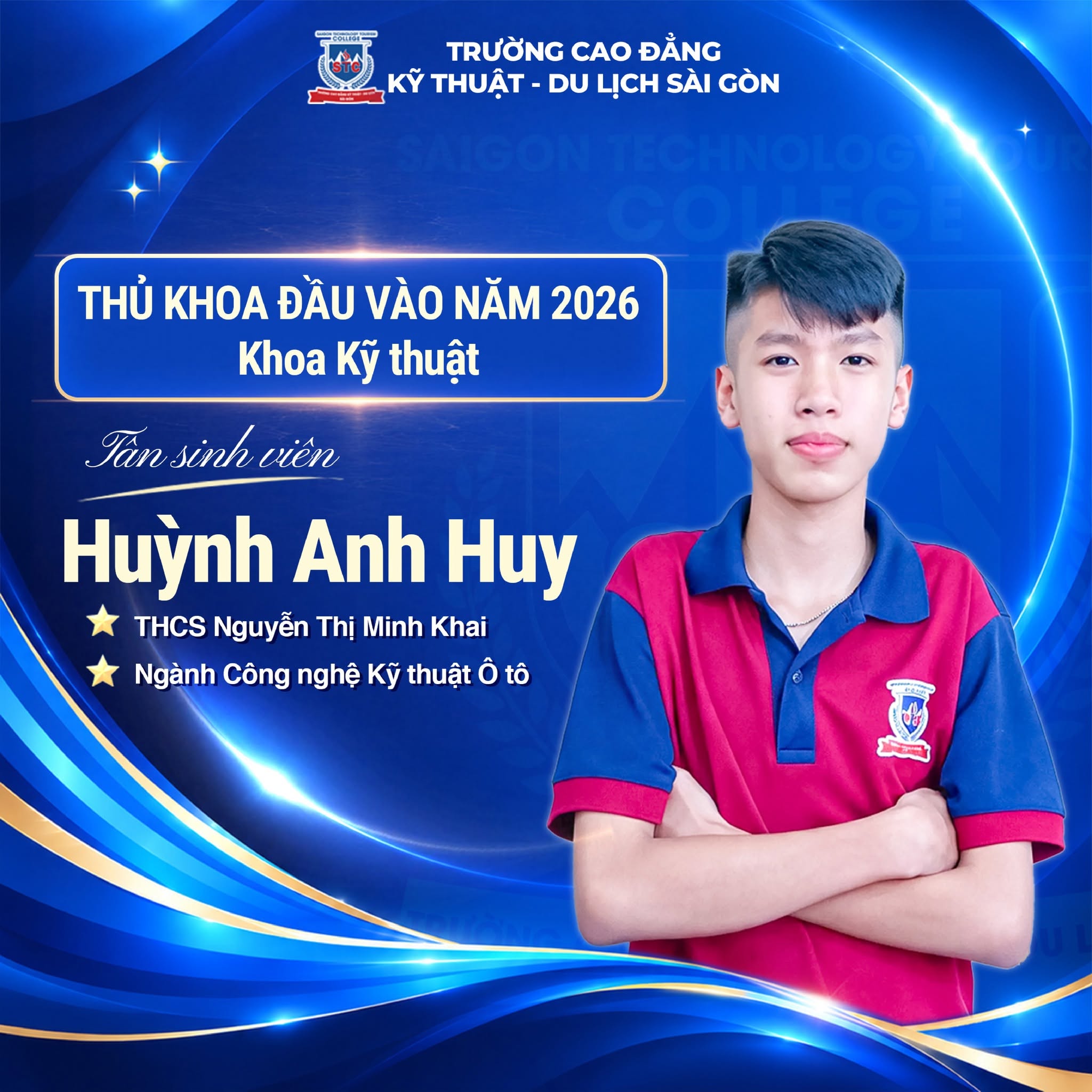 Huỳnh Anh Huy: Cựu học sinh Trường THCS Nguyễn Thị Minh Khai, thủ khoa đầu vào ngành Công nghệ Kỹ thuật Ô tô