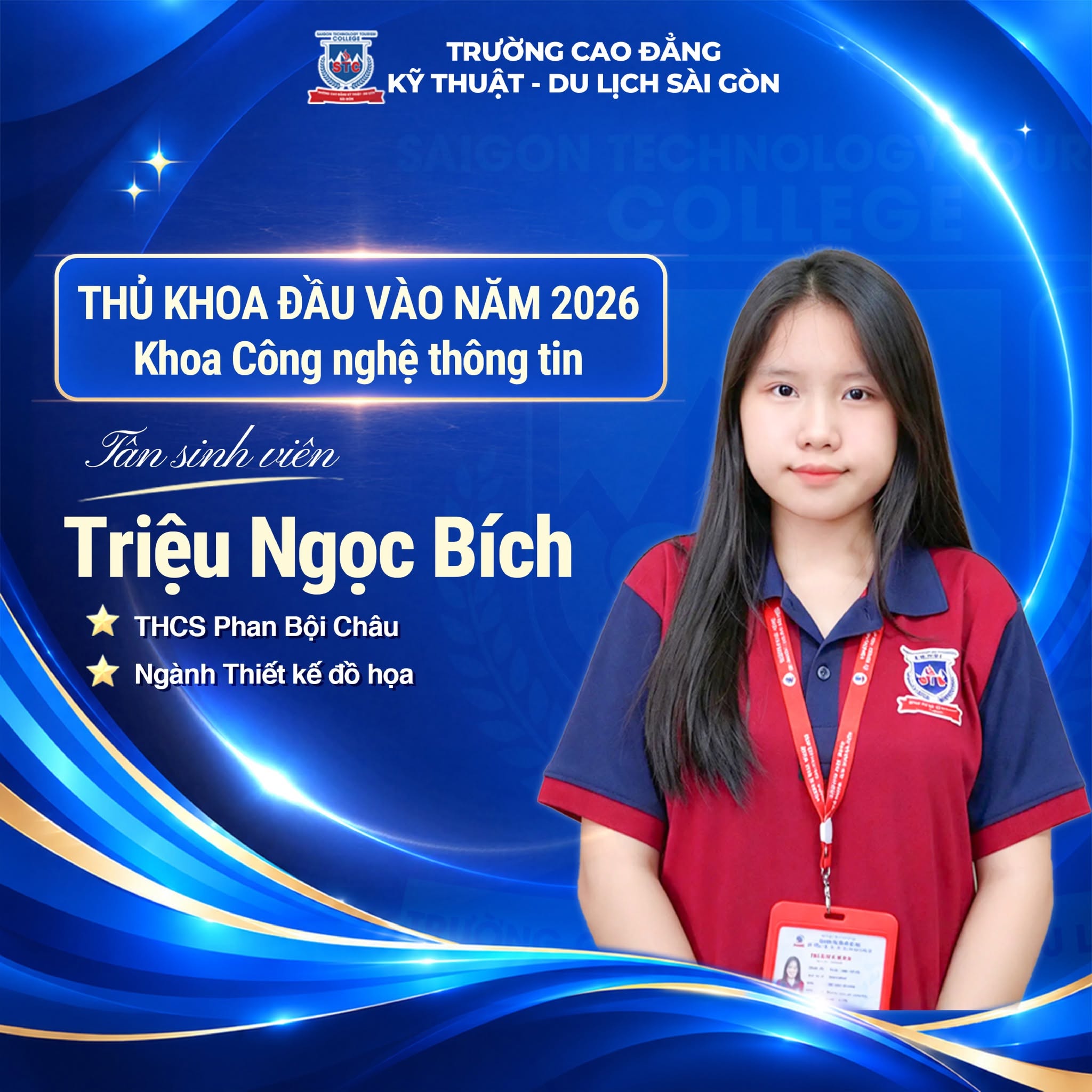 Triệu Ngọc Bích: Cựu học sinh Trường THCS Phan Bội Châu, thủ khoa đầu vào ngành Thiết kế đồ họa